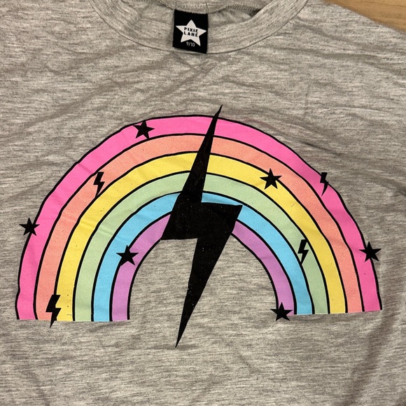 NWT Pixie Lane Gray Long Sleeve Kids Shirt with Rainbow Design size 9-10 - Picture 3 of 6